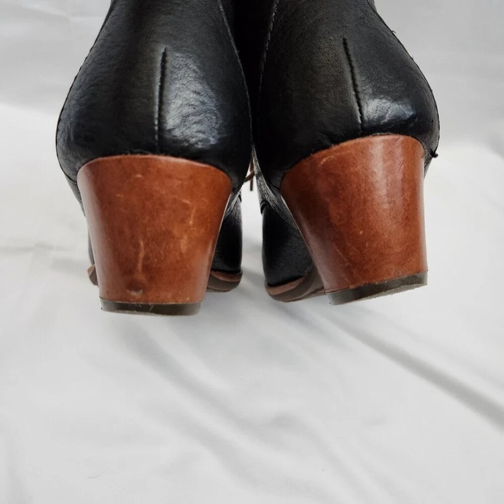 Kork Ease Helen Leather Ankle Boots Women's 6 Black Brown Lace Up Heritage Derby - Picture 11 of 14